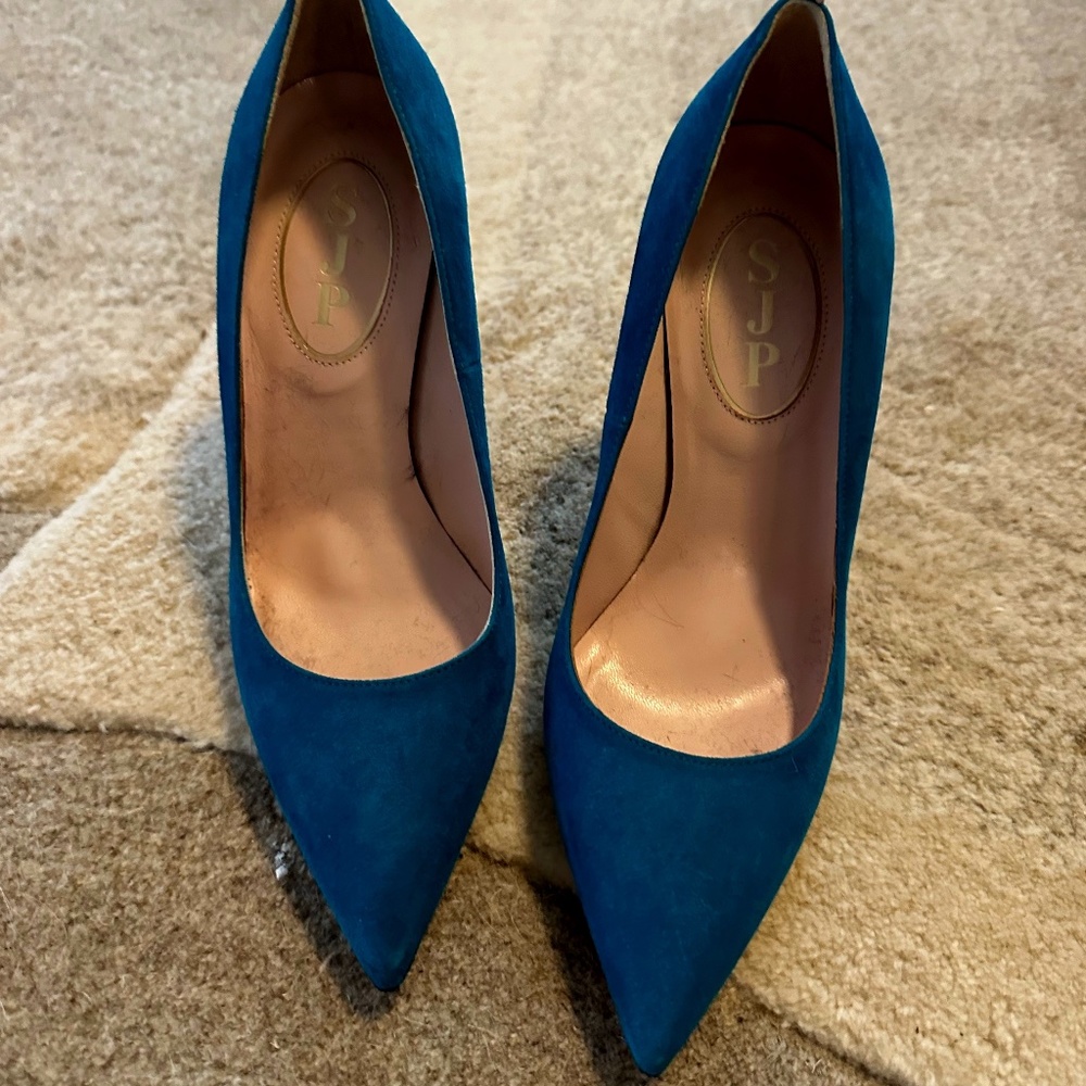 Blue Suede Heels for Women